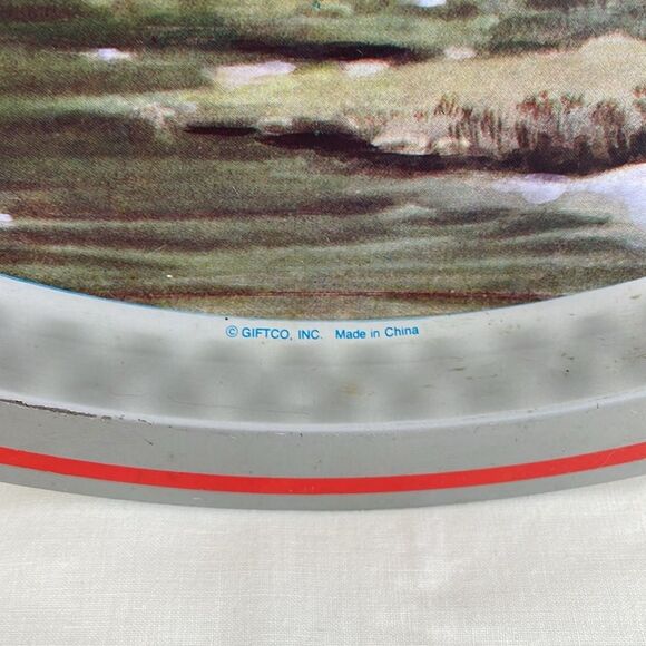 Vintage Winter Scene Metal Tray Giftco Inc Decor - Picture 3 of 5
